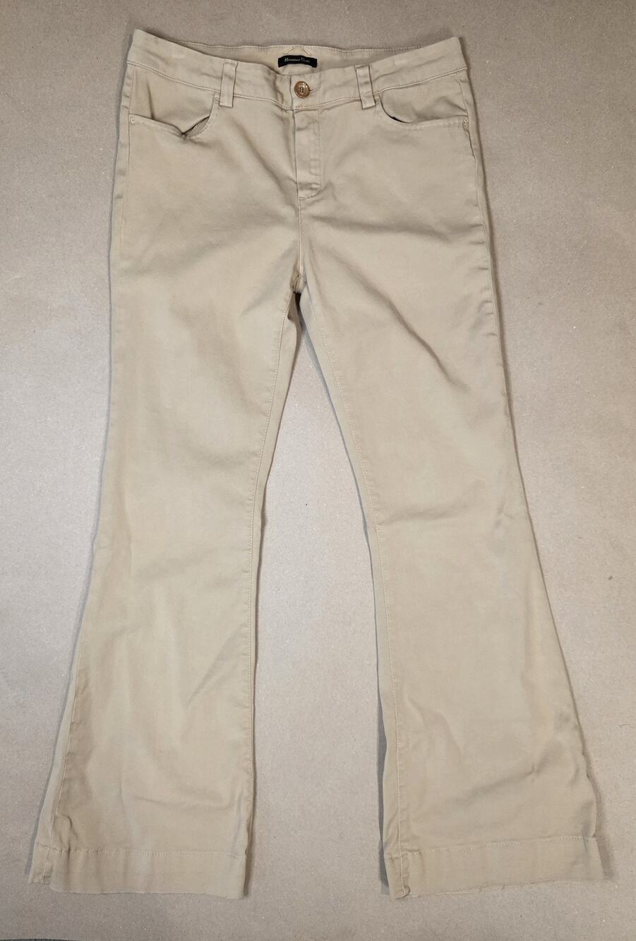MASSIMO DUTTI Womens Flare Casual Trousers SZ 10 L31 Beige khaki luxury